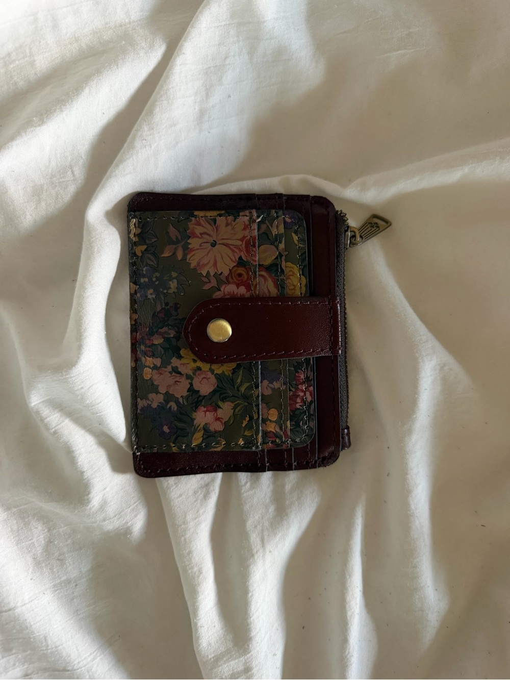 Patricia Nash Floral Card Wallet in Green and Brown